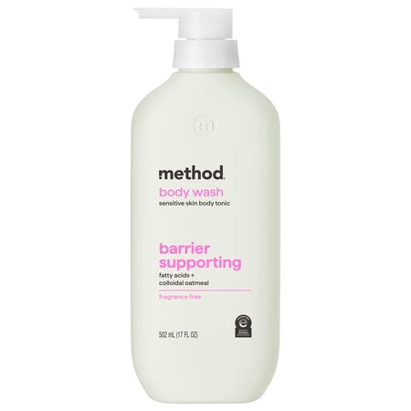 method Barrier Supporting Body Wash - Fragrance-Free for Sensitive & Dry Skin, Made Without Parabens, Fatty Acids & Colloidal Oatmeal, 17 fl oz