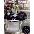 thumbnail image 4 of Outdoor Tablecloth with Umbrella Hole and Zipper, Purple Olive Fruits Round Table Cloth 54 Inch Waterproof Tablecloth, Spring Farm Branches Leaves Plants Black Picnic Table Cover for Patio Camping, 4 of 7
