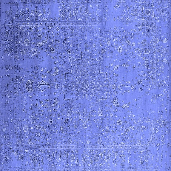 Ahgly Company Indoor Square Oriental Blue Industrial Area Rugs, 8' Square
