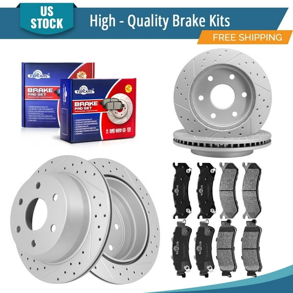 YXPCARS 12PCS Front Rear Brake Rotors Ceramic Brake Pads, Brake Kits for Chevrolet Silverado 1500 Astro Tahoe GMC Sierra 1500 Safari Yukon (55054, 55066, D785, D792)