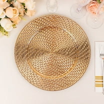 BalsaCircle 6 Metallic Gold 13 in Round Swirl Rattan Acrylic Charger Plates Party Events Tableware Decorations