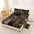 thumbnail image 2 of Castle Fairy Vintage American Flag Moose Queen Sheets 4 Pieces,Abstract Camouflage Animal Queen Sheet Sets,Olive Black Tan,1 Fitted Sheet, 1 Flat Sheet and 2 Pillowcases, 2 of 6