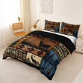 thumbnail image 2 of Castle Fairy Western Patchwork Deer Bedding for Teens,Vintage Tribal Aztec Duvet Cover Full,Red Brown Blue,Black Reversible,3pcs,No Comforter,1 Duvet Cover and 2 Pillowcases, 2 of 5