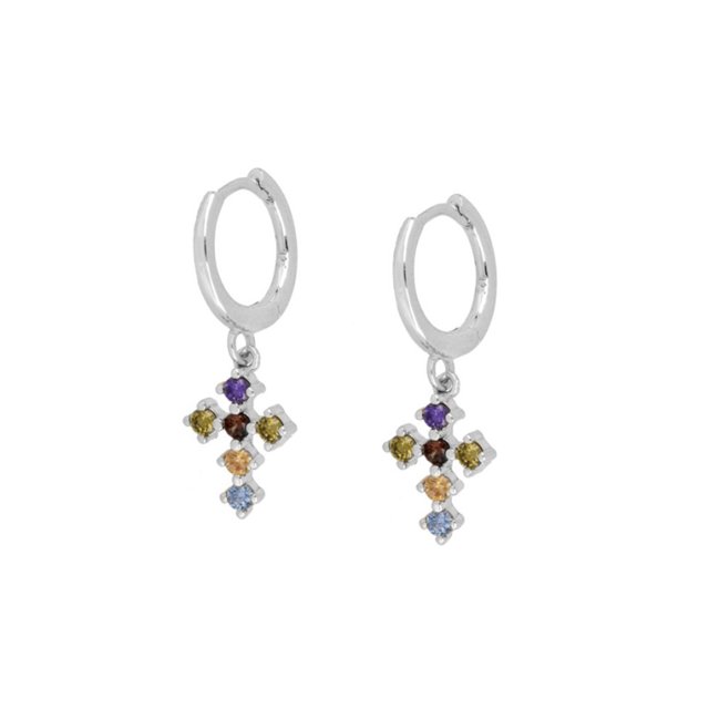 2 uds pendientes de aro cruzado Ins pendientes de cristal joyería hipoalergénica de Metal para encontrar mujeres viajes diarios fiestas boda Ropa, zapatos y accesorios Miscelánea platina coroful Qarigey AP016560-06