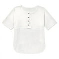 thumbnail image 5 of BSDJILFG Plus Size Waffle Shirts for Women 3/4 Sleeve White T-Shirt Crew Neck Tunic Button Up Short Sleeve Pullover Blouse, 5 of 7