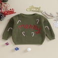 thumbnail image 2 of Baby Christmas Sweaters Long Sleeve Candy Cane Embroidery Pullovers, 2 of 9