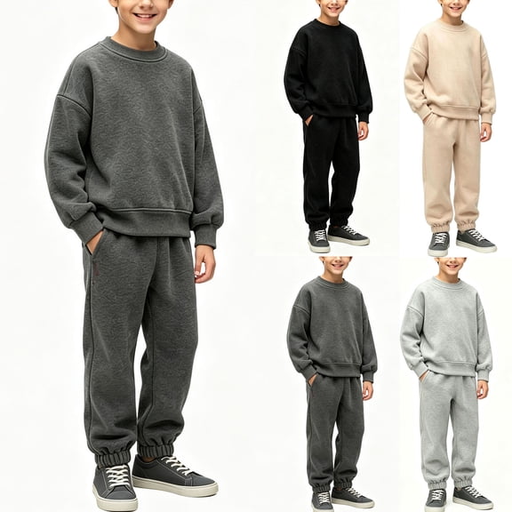 BXJX Boys Outfit Sets Size 8, 2 Piece Sports Long Sleeve Spring Fall Sweatshirt and Jogger Pants Sets