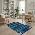 thumbnail image 2 of ODIKA 4'x6' Washable Area Rug Seascape Ocean Starfish Coral Emblems Marine Seashell Striped Flowing Dynamic for Home Office, Under Desk, Non-Slip Chair-Friendly, Flatwoven, 2 of 7
