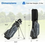 Costway Men's Complete Golf Clubs Package Set 10 Pieces Includes Alloy Driver Gray