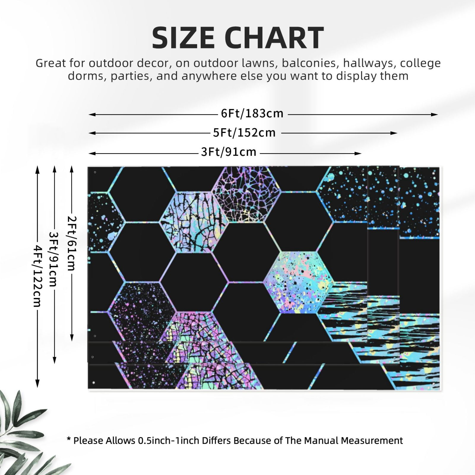 Geometric Hexagon Modern Black Blue Four Hole Decorated Banner Flag for Garden Yard Home Decoration Indoor Outdoor 4x6 Ft