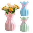 thumbnail image 4 of ACDANC 2026 New Lightweight Plastic Flower Vase with Pink Bow,Unbreakable Wavy Opening Modern Design,Solid Color Desktop Plant and Home Decoration,Perfect Housewarming Gift Pink Flower Vase, 4 of 9