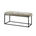 thumbnail image 3 of Joaquin Rectangular Bench Cream White Velvet  Upholstered Hand Woven, 3 of 7