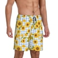 thumbnail image 2 of Sikiie Blue White Plaid Sunflower Mens Pajama Shorts, Lightweight Lounge Pant with Pockets Soft Sleep Pj Shorts for Men4X-Large, 2 of 6