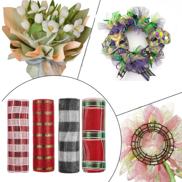 4 de aluminio metálico de malla de poliéster duradero para recortar 10 "x 10 yardas para coronas, álbumes de recortes, , Gris Rojo Verde Negro Gris perfecl cinta de malla