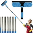 thumbnail image 4 of 20+ Feet Reach 2 in 1 Rotatable Window Washing Squeegee & Duster with 3-14 ft Extension Pole, Natubeau Window Cleaning Tool & Window Washer Squeegee for Home Indoor Outdoor Window Washing, Blue, 4 of 10