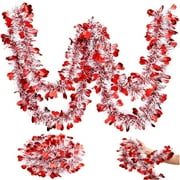 Doingart 4pcs Heart Tinsel Twist Garland, 6.56ft Hanging Glitter Metallic Garland for Christmas Tree Valentine's Day Wedding Anniversary Party Indoor Outdoor Decorations