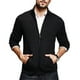 thumbnail image 1 of Suéter de otoño e invierno para hombre, de color sólido, cuello semialto, manga larga, cremallera, corte ajustado, cárdigan de punto, ropa masculina europea y americana, 1 of 5