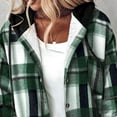 thumbnail image 6 of RYRJJ Flannel Jacket for Women Trendy Warm Fleece Lined Button Down Plaid Shacket Long Sleeve Hooded Jackets Fall Winter Coat(Dark Green,M), 6 of 6