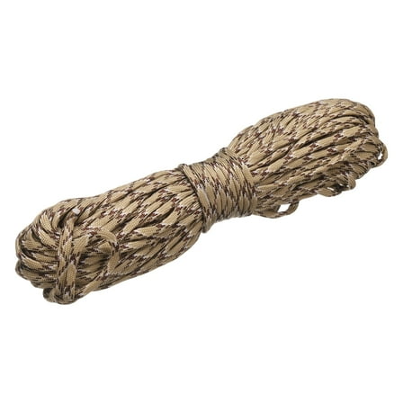 Uxcell 1/8" Paracord Rope, 100ft 7 Strand Heavy Duty Camping Rope Braided Polypropylene Ropes, Lightweight Tie-Downs Utility Cord for Marine, Indoor & Outdoor, Light Brown/Black