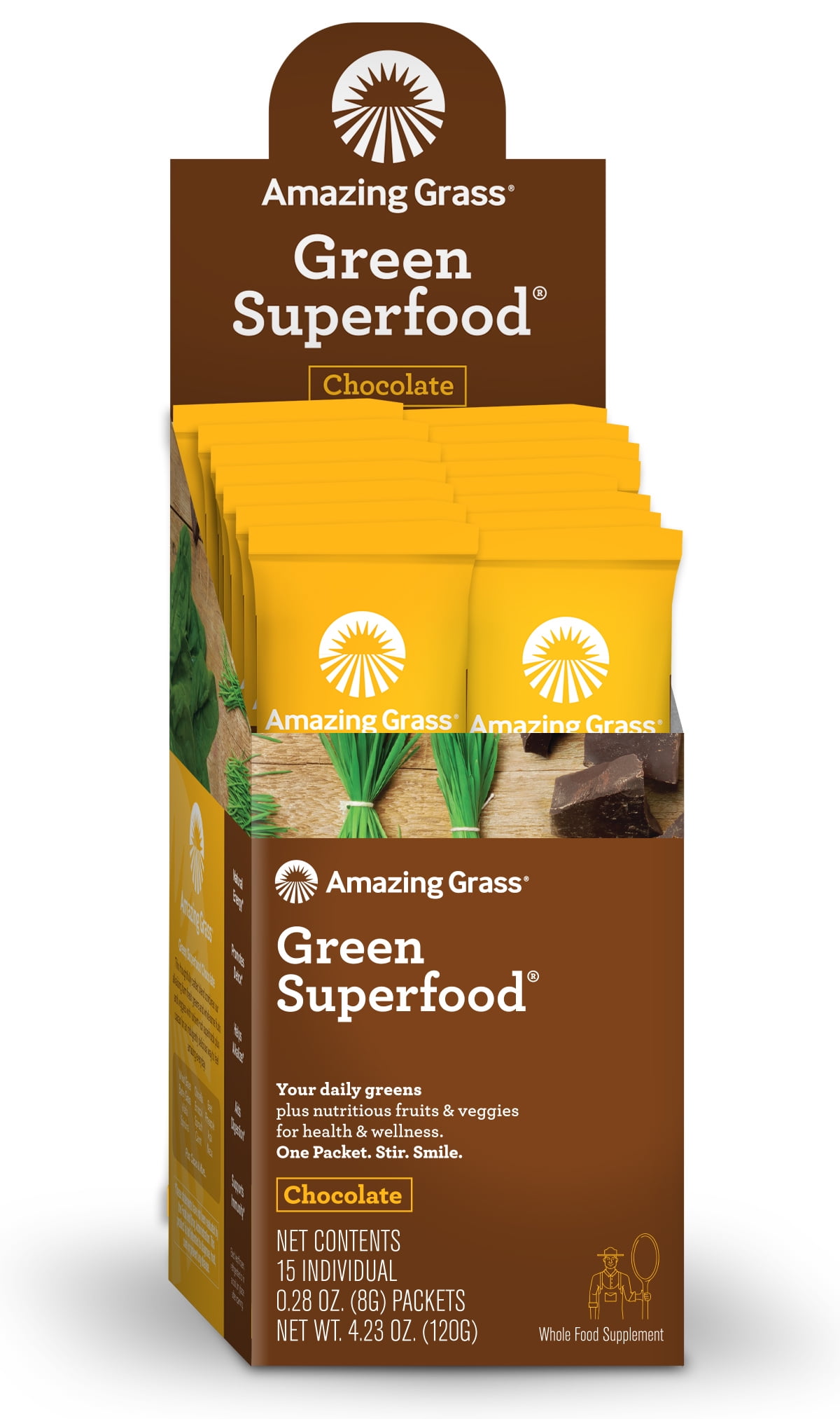 Amazing Grass Green Superfood Powder, Chocolate, 15 Packets
