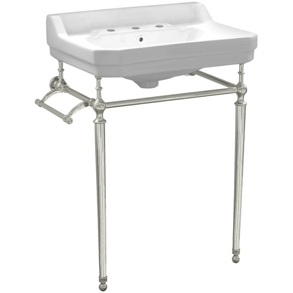 Whitehaus Whv024-L33-3H Victoriahaus 23-1/2" Rectangular Ceramic Lavatory Console Sink -