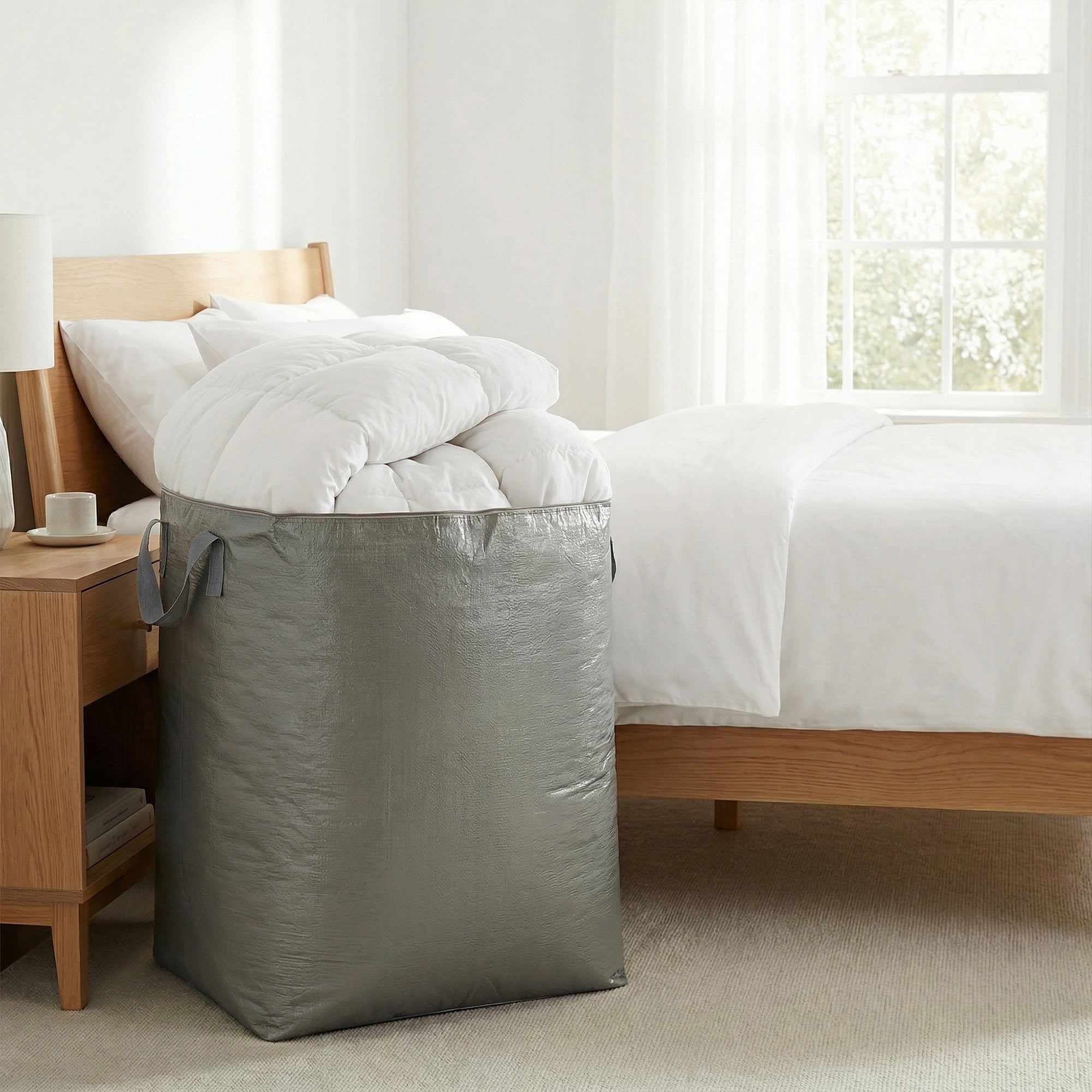 Unique Bargains Clothes Storage Bag with Handles Grey 23.6"x19.7"x31.5"