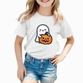 thumbnail image 4 of CAUYDY Halloween Pumpkin Ghost Graphic Pajamas for Kid Girls Short Sleeve Shirt Kids Cute Casual Sleepwear Top Sizes 2-3 Years, 4 of 6
