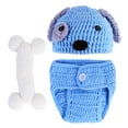 thumbnail image 1 of 3pcs 0-6 Months Baby Puppy Modeling Knitting Clothe Baby Cloth (The Light Blue), 1 of 8