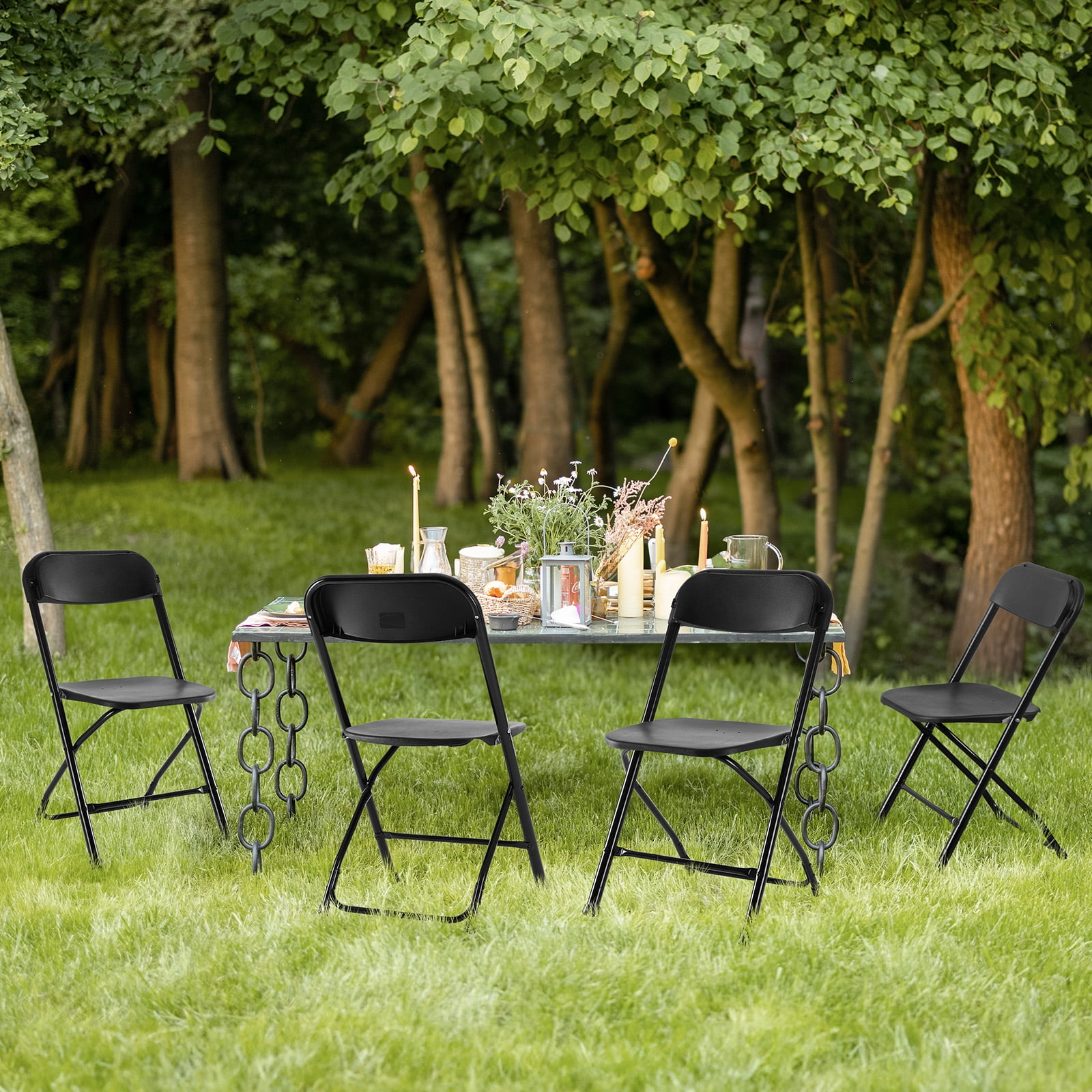 JIOABL 4-Piece Folding Chair Set with Non-Slip Feet, 330 lbs. Weight Capacity, for Home and Office Use, for Indoor and Outdoor Activities, Black