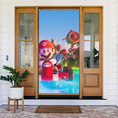 Mario Movie Adventure Door Cover Decorated Banner Tapestry Home Decoration Holiday Party Supplies Door Banner Porch Sign Banner 72.8 x 35.4 Inch