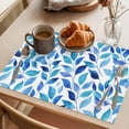thumbnail image 3 of Spring Leaves Placemats Set of 12 Blue Plants Country Botanical Leaf Place Mats Indoor Wipeable Table Mats Washable Cloth Dining Table Placemats for Kitchen Holiday Party Home Decor 13x19 Inch, 3 of 9