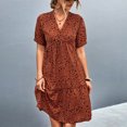 thumbnail image 4 of Femmes Manches Courtes Robe de Mode V-Cou Impression Florale Mi Jupe Élégante Robe de Princesse Pull pour Beach Party, 4 of 9
