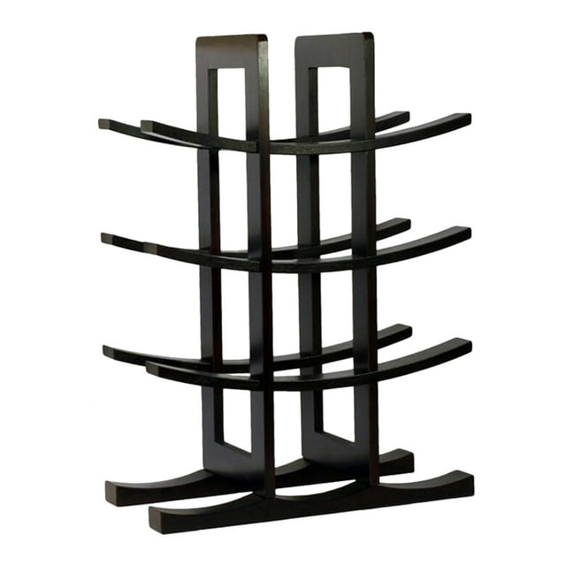 Wooden Red Wine Bottle Rack Wooden Wine Rack Adornment Bamboo Red Wine Rack Household Wine Bottle Storage Rack (Black)