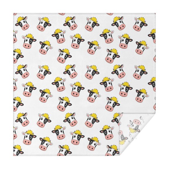 White Cow Head Hat Pattern Square Tablecloth,Waterproof Square Table Cover,Wipeable Spillproof Washable Table Cover for Home Kitchen Party Decor 42"X42"(107x107cm)