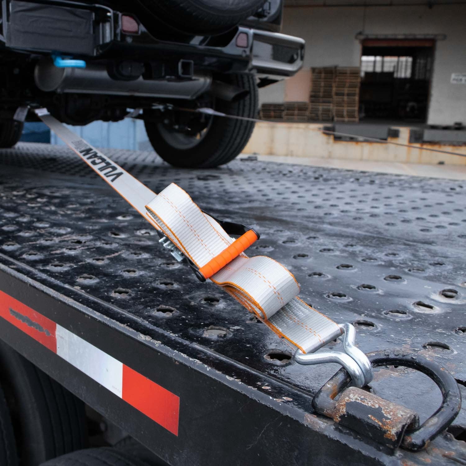 VULCAN Complete Axle Strap Tie Down Kit, Wire Hook Ratchet Straps, Silver Series, (4) 22 inch Axle Straps, (4) 36 inch Axle Straps, and (4) 15' Wire J Hook Ratchet Straps