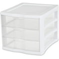 thumbnail image 3 of Sterilite 3 Drawer Plastic Storage Unit - White Frame, Clear Drawers - 4 Pack, 3 of 6
