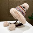 thumbnail image 2 of jobturf Beanies Women Cute Pom Poms Faux Furs Fuzzy Knit Beanie Comfy Windproof Snow Ski Skull Cap Trendy Thermal Winter Hats for Cold Weather, 2 of 9