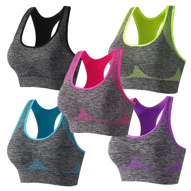 WZXFASHION Sports Bras For Women Pack Multipack Padded Medium Support Bra For Workout Gym Yoga Bra Clear S