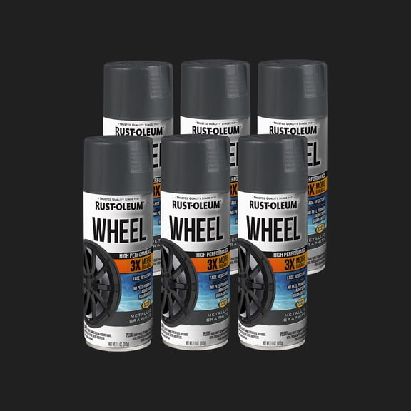 6 Pack, Graphite, Rust-Oleum Automotive Wheel 3X Metallic Spray Paint-366441, 11 oz