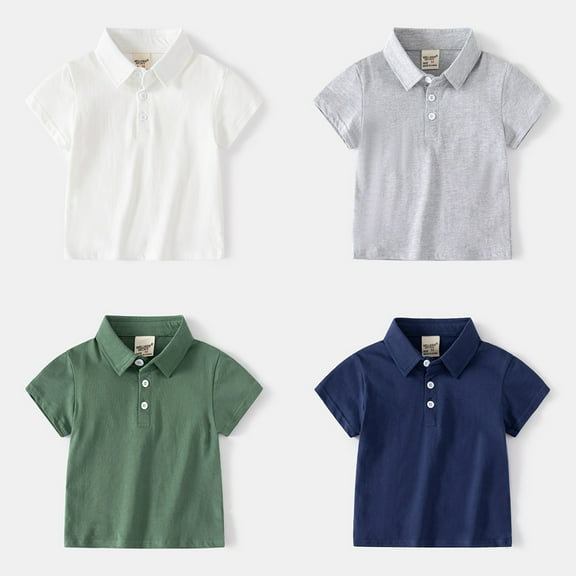 Esaierr Kids Toddler Boys Short Sleeve Polo Shirt Lightweight Summer Cotton Dress Shirts Tees 1-6 Years Boys Lapel Cool T-Shirt for Baby