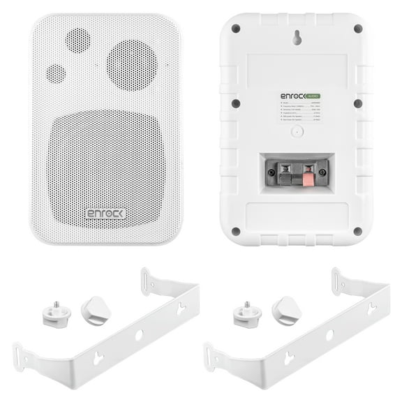 Enrock Audio Systems 4-Inch 200 Watts 3-Way In Door/Out Door Box-Speaker (White) EKMR408W - Pair