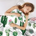 thumbnail image 3 of Cactus Blanket, Green Plant Blanket Throw, Warm Soft Lightweight Fuzzy Cactus Decor Blankets, White Green Flannel Cozy Plush for Couples Adults Men, Sofa, Bed, Living Room, Office, 60"x80", 3 of 6