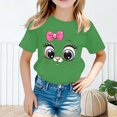 thumbnail image 2 of Curuila Kid Girls Tops Cartoon Print Crew Neck Short Sleeve Tee Summer Casual Loose T Shirt Green Size 10-12 Years, 2 of 4