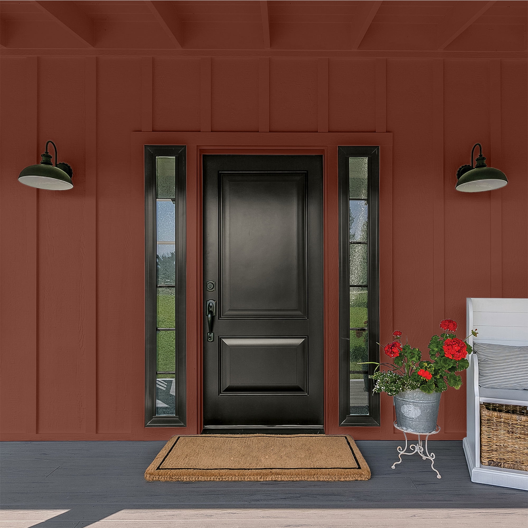 Glidden HEP Warm Mahogany / Red Flat Exterior Paint with Primer, 1 Gallon