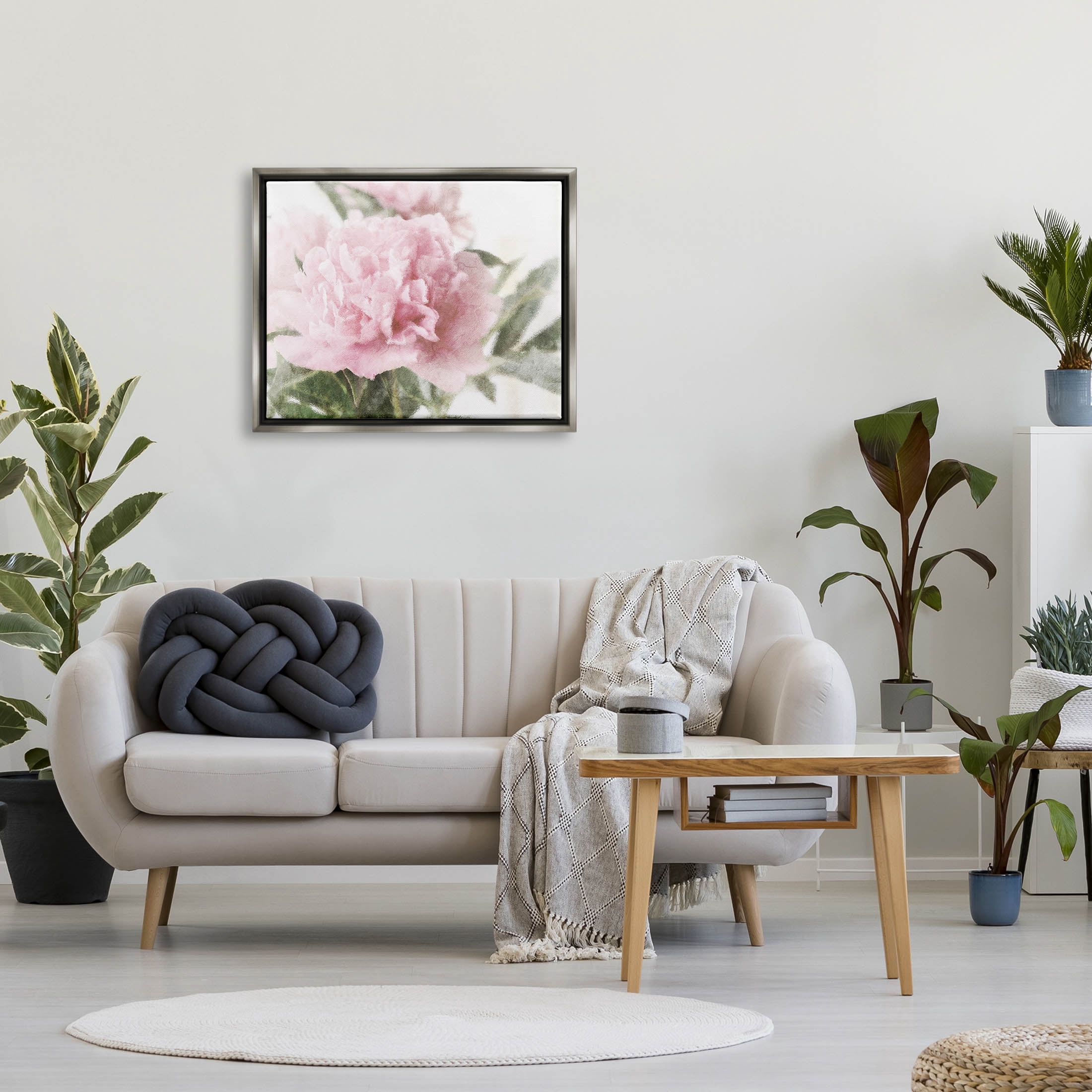 Soft Pink Carnation Blossom Botanical & Floral Graphic Art Luster Gray Framed Art Print Wall Art