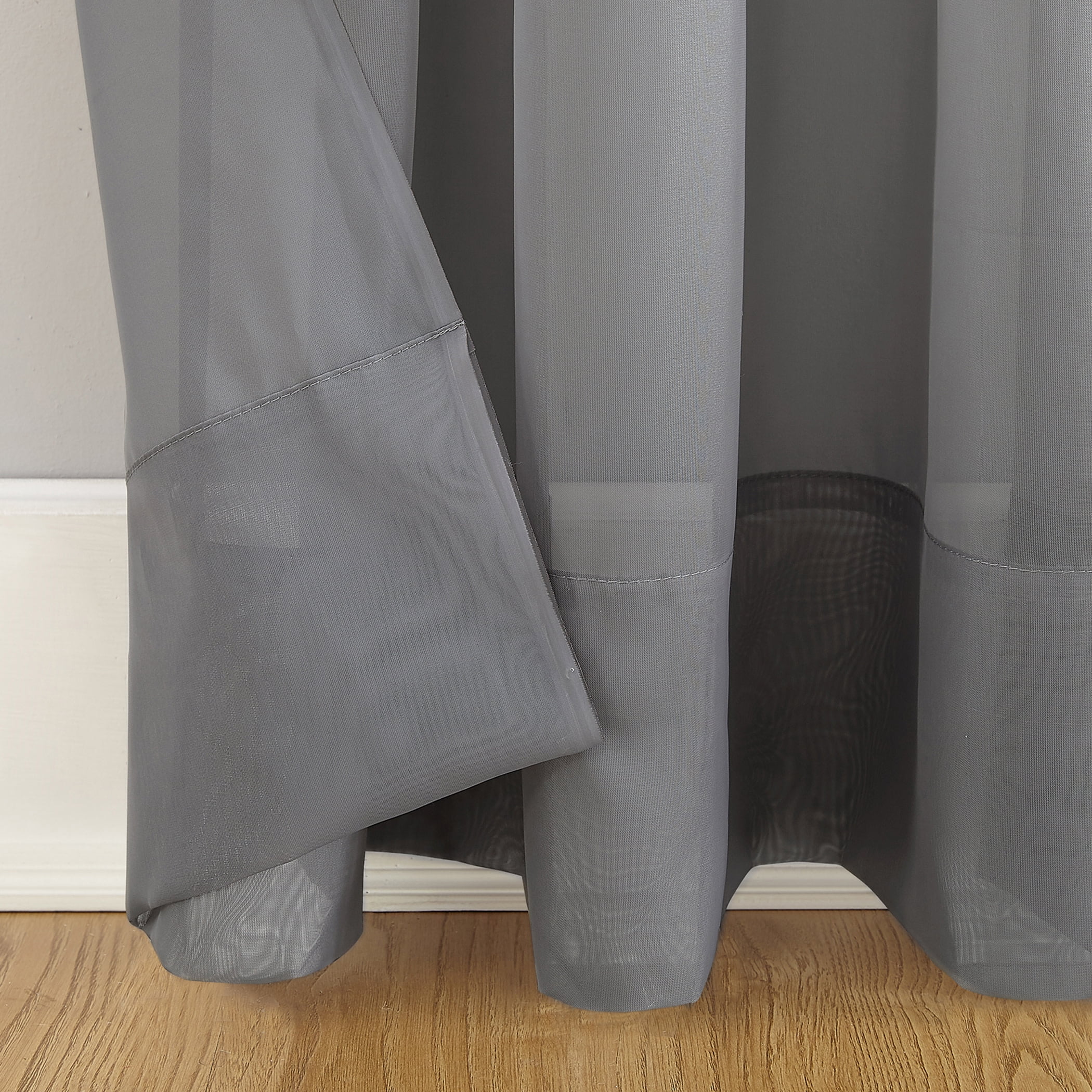 Mainstays Marjorie 1-Piece Sheer Voile Rod Pocket Curtain Panel, 59"x54", Grey