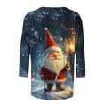 thumbnail image 3 of Oplxuo Christmas Shirts for Women 2025 Fashion 3/4 Length Sleeve Crew Neck Tunic Tops Casual Xmas Tree Red Wine Glass Print Blouse, 3 of 4
