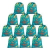 12 Pack Large Dinosaur Goodie Drawstring Gift Bag for Kids Birthday Party 12x10”