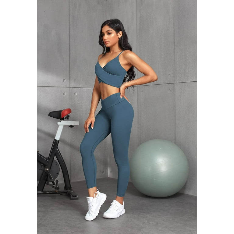 Workout Outfits Women 2 Piece Yoga Clothing Sets Sports Bra + Leggings  (Pink)
