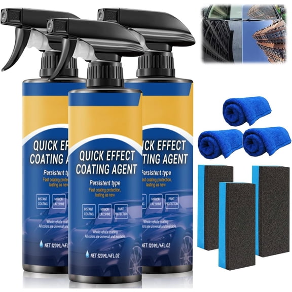 3PCS Quick Effect Coating Agent for Car, Scratch Wax Coatings Spray Waterless Wash, Oil Film Emulsion Glass Cleaner, Hydrophobic CoatingSpray